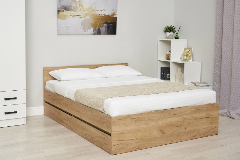 Кровать Скайвуд с ящиками 160*200 дуб золотой